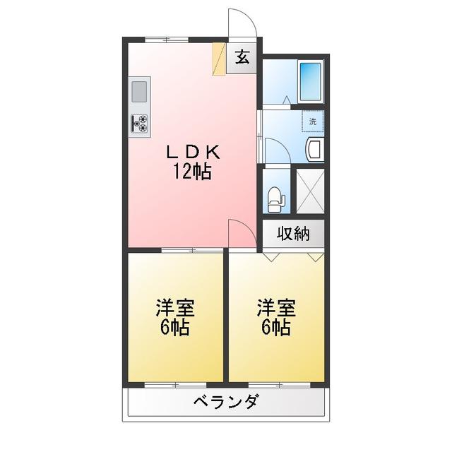 常盤台ビューハイツ(2LDK/7階)の間取り写真