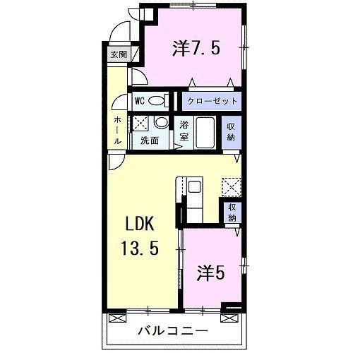GLANZ CLK いちご館(2LDK/2階)の間取り写真