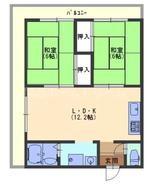 コーポラス新橋(2LDK/3階)の間取り写真