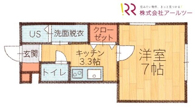 L COLLECTION旭町(1K/1階)の間取り写真