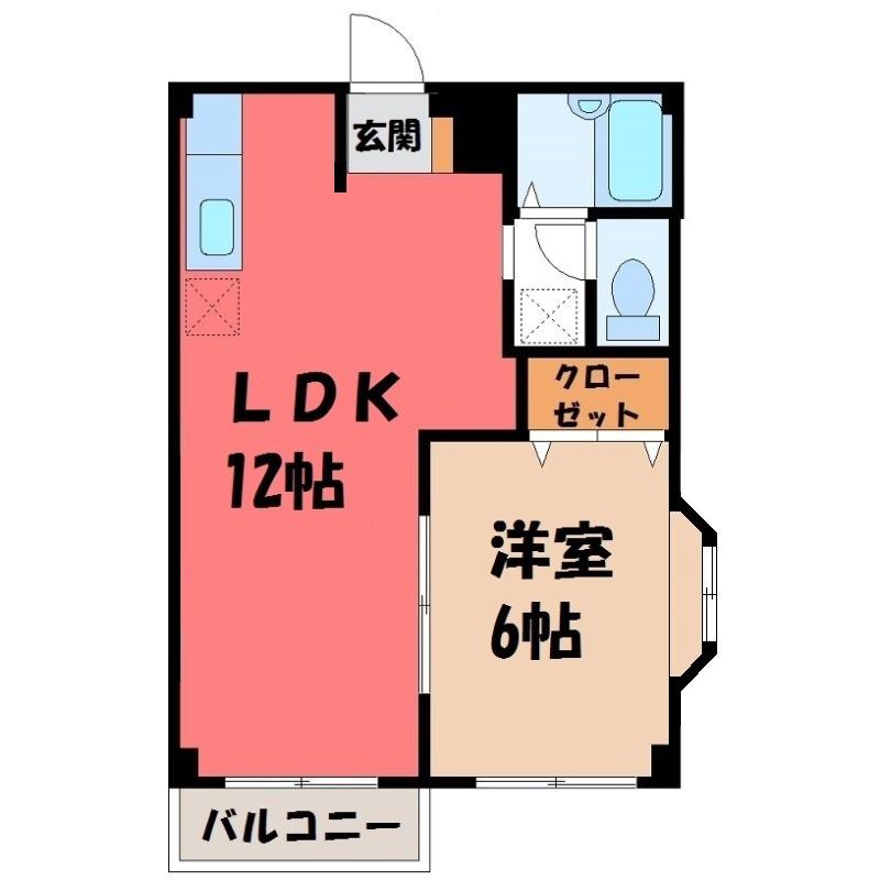 シャルムI(1LDK/1階)の間取り写真