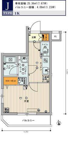 スカイコート池袋西弐番館(1K/2階)の間取り写真