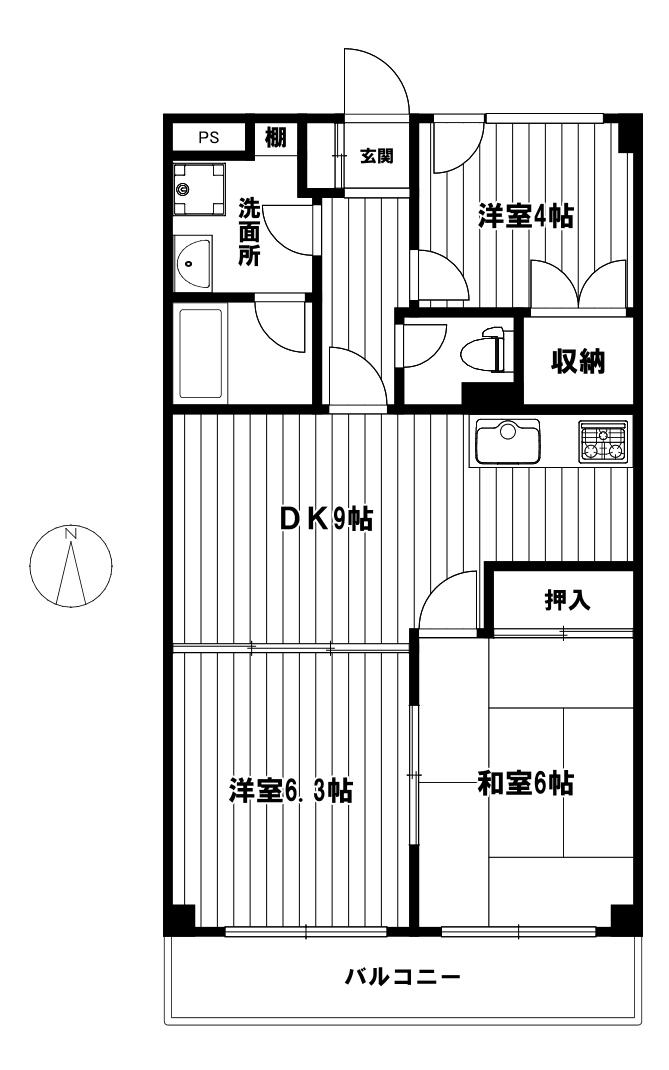 ルベール小岩(3DK/2階)の間取り写真