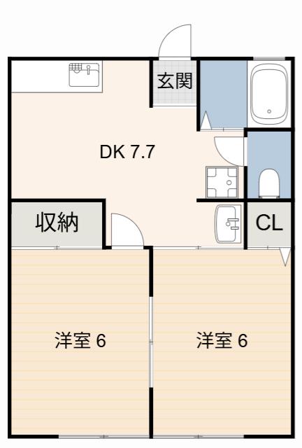 コスモス(2DK/1階)の間取り写真