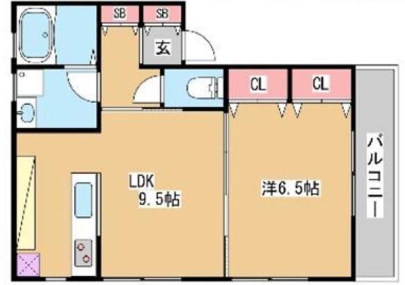 KARIN御崎公園(1LDK/3階)の間取り写真