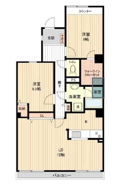 セレーノ大宮E棟(2LDK/5階)の間取り写真