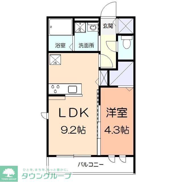アンソレイエII(1LDK/2階)の間取り写真