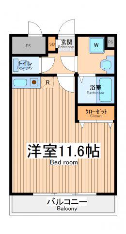 ヴェルテハタヤマ(ワンルーム/4階)の間取り写真