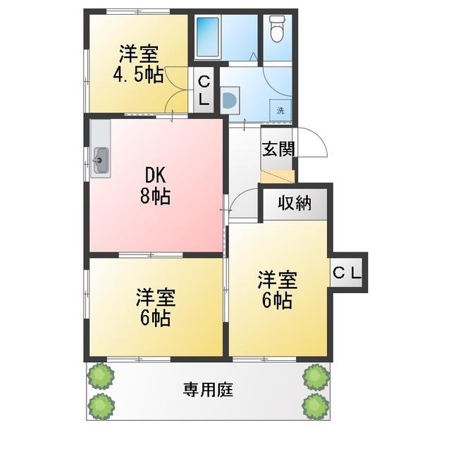 コリーヌ菊名(3DK/1階)の間取り写真