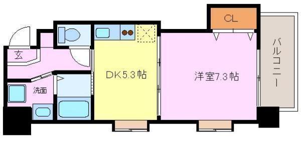 プリエール石津(1DK/4階)の間取り写真