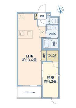 ウェルスクエア万代東(1LDK/1階)の間取り写真