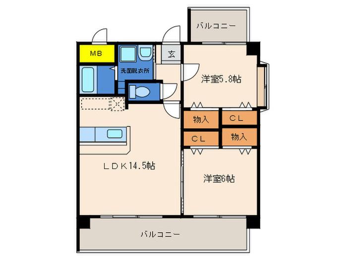 MID GARDEN 三島(2LDK/7階)の間取り写真