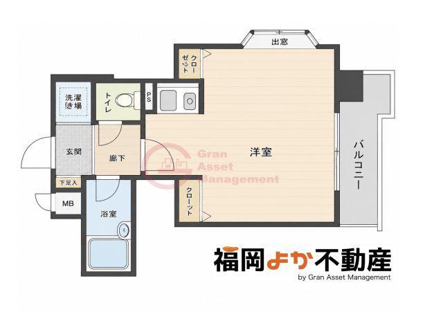 ライオンズマンション県庁前(1K/3階)の間取り写真