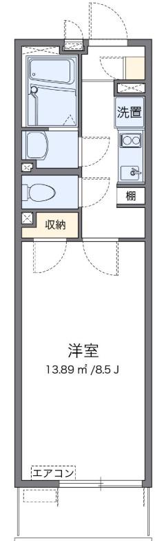 レオネクストつるせ壱番館(1K/2階)の間取り写真