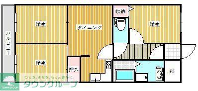 フジレジデンス(3DK/4階)の間取り写真