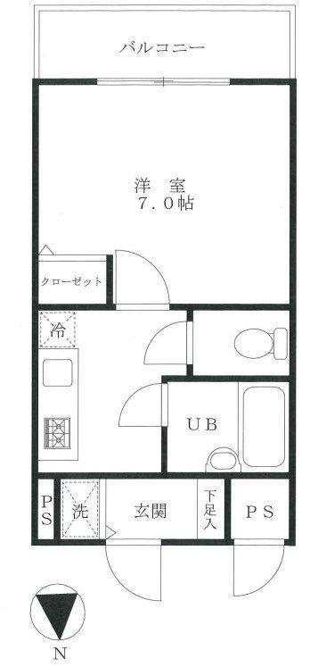 ヴァンヴェール(1K/4階)の間取り写真