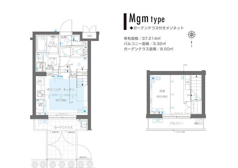 ZOOM目黒かむろ坂(1DK/1階)の間取り写真