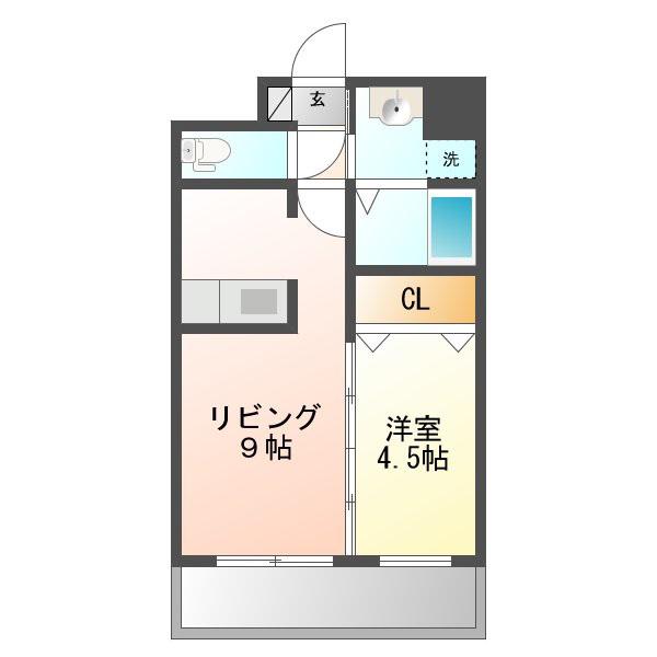 あすか八番館(1LDK/6階)の間取り写真