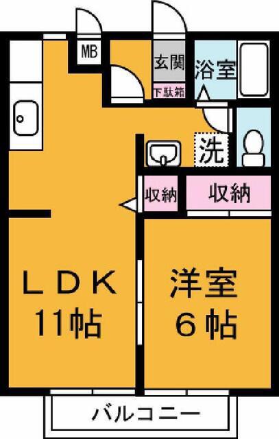 サンガーデン稲荷前(1LDK/1階)の間取り写真