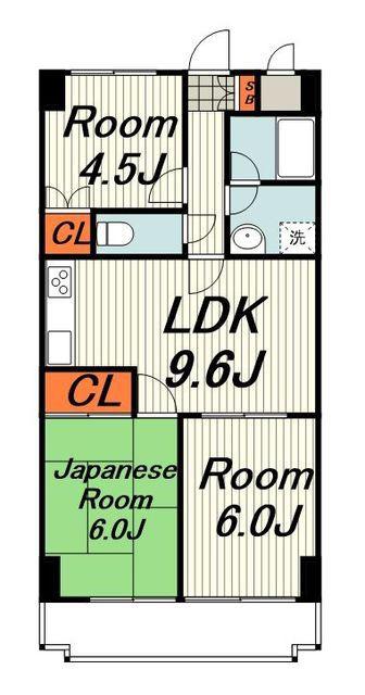 スカイパレス東戸塚(3DK/5階)の間取り写真