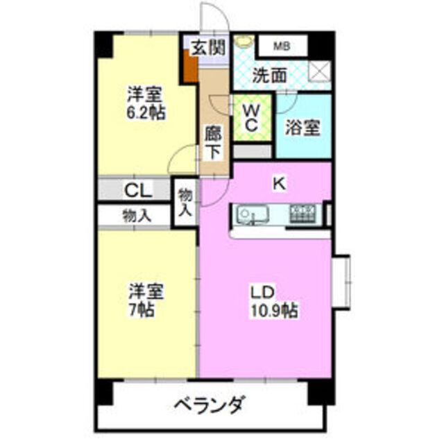 ベルステージ岩崎台(2LDK/3階)の間取り写真