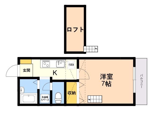 セントレイト須恵2(1K/2階)の間取り写真