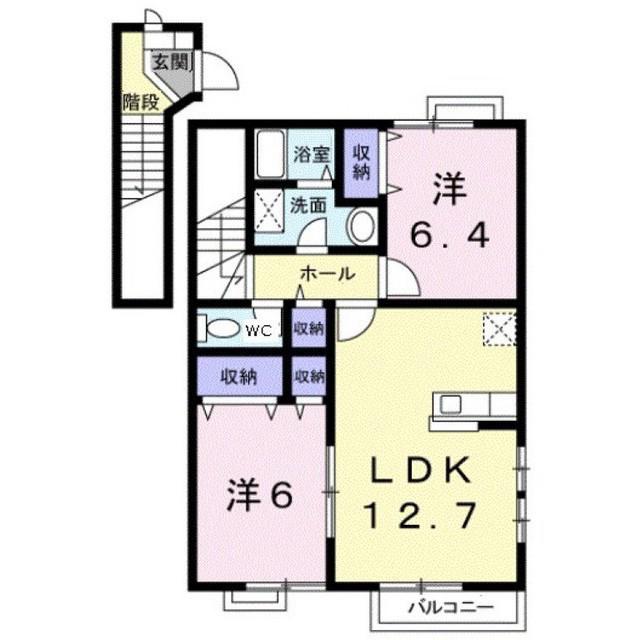 ティンカーベル(2LDK/2階)の間取り写真