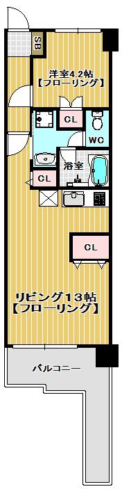 ピッティパラッツォ(1LDK/6階)の間取り写真
