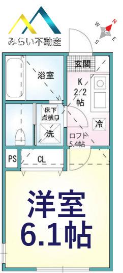 フェリシダ子安(1K/1階)の間取り写真