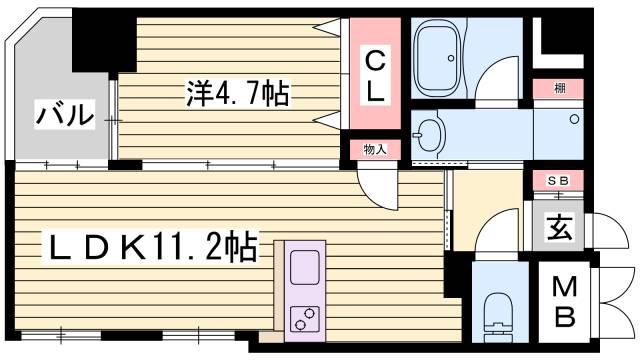 シエルラ甲南山手(1LDK/1階)の間取り写真