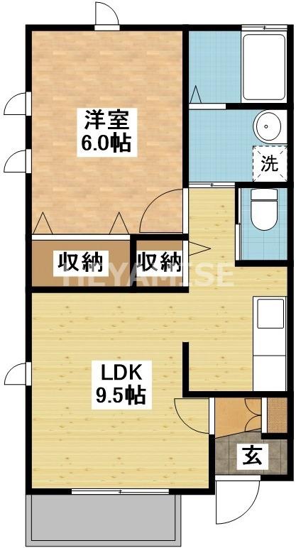 アンジュールA(1LDK/1階)の間取り写真