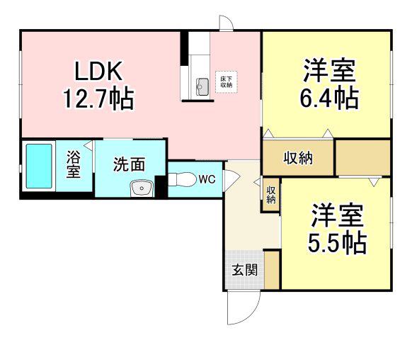 シャーメゾンかきつばた(2LDK/1階)の間取り写真