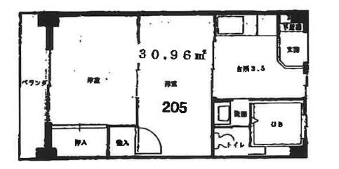 ハウス大岡山(2K/2階)の間取り写真
