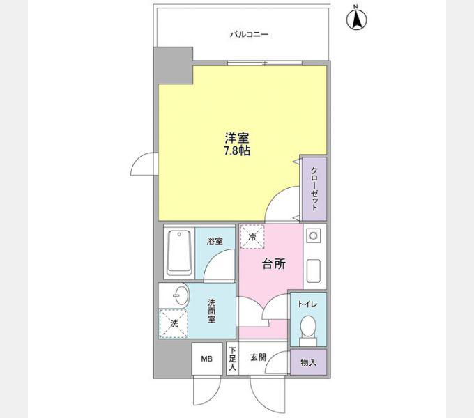 セレーノ品川(1K/4階)の間取り写真
