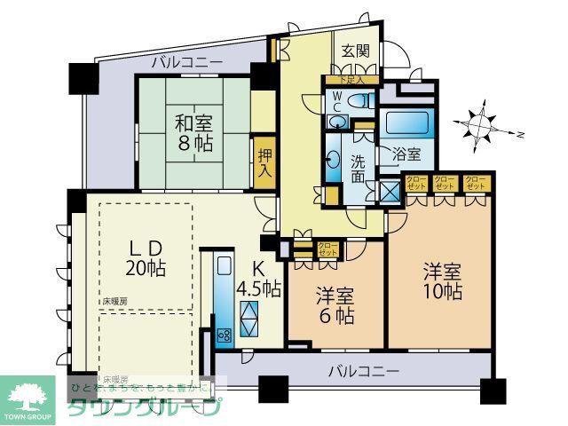 グランドヒルズ大濠一丁目(3LDK/4階)の間取り写真
