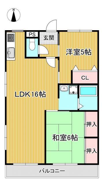 ハイツ阪井(2LDK/1階)の間取り写真