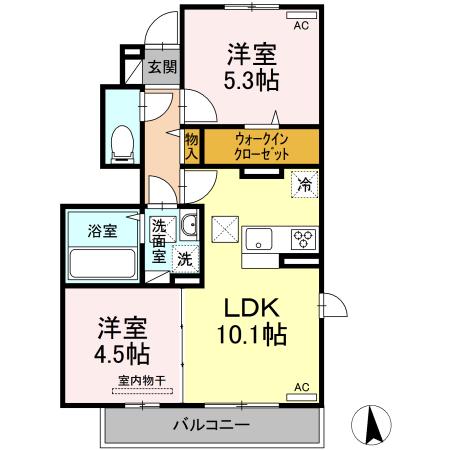ソフィア西梶尾(2LDK/2階)の間取り写真
