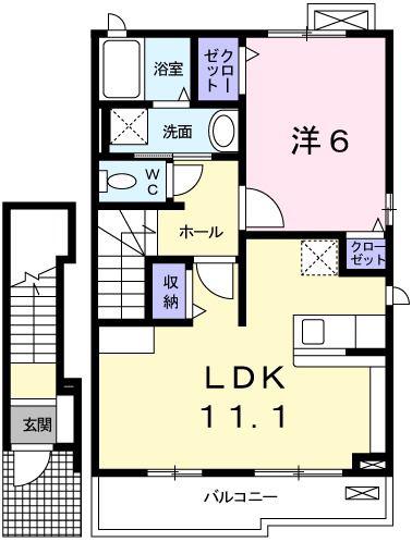 メゾンセレーノ(1LDK/2階)の間取り写真
