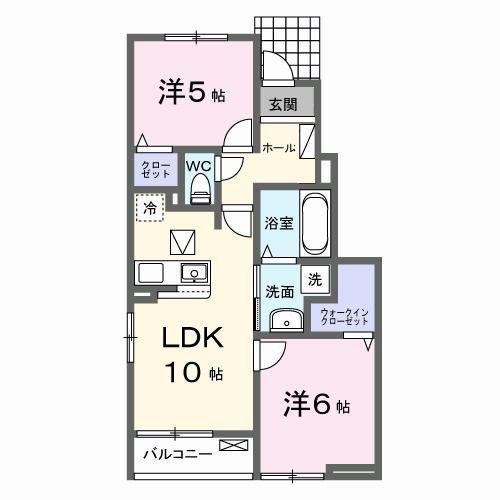 ニューライズOTSUNA B(2LDK/1階)の間取り写真