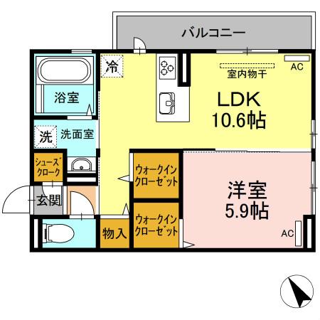 メゾン沖浜(1LDK/3階)の間取り写真