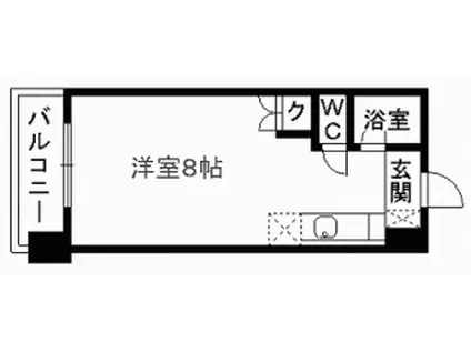 ハウベストマンション1番館上熊本(ワンルーム/2階)の間取り写真