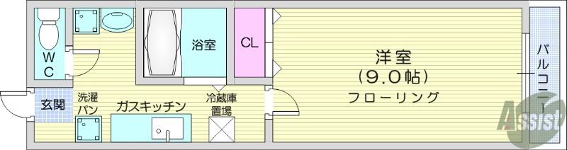 K・S ハイツ(1DK/2階)の間取り写真
