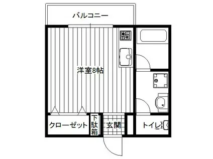 ヴィラ谷川(ワンルーム/2階)の間取り写真