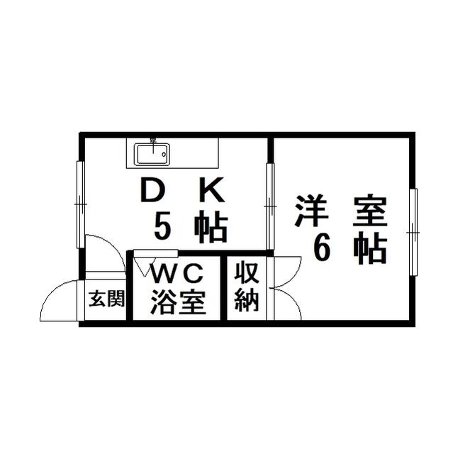 コーポつぼい(1DK/2階)の間取り写真