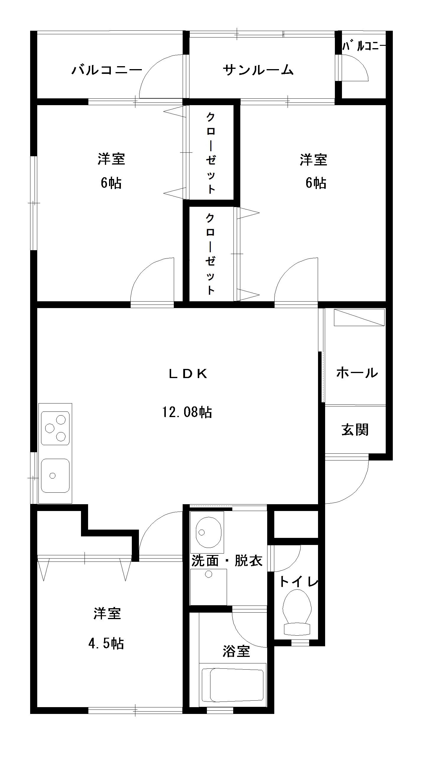 GARDEN TERRACE 緑町(3LDK/2階)の間取り写真