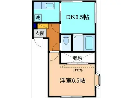 グリーンビュー(1DK/2階)の間取り写真