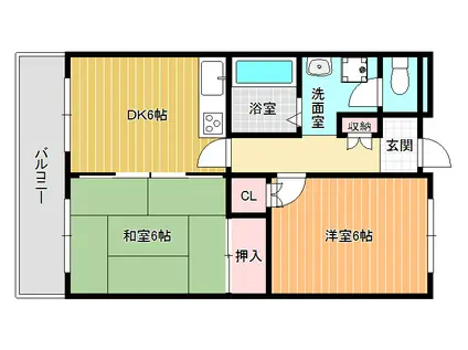 オーク国分(2DK/2階)の間取り写真