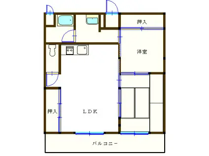 はづきコーポ(2LDK/3階)の間取り写真