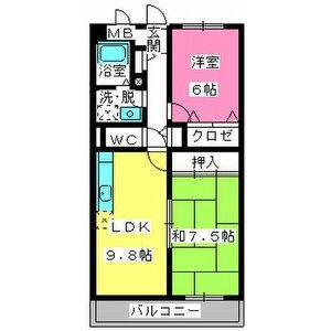 アバンダントTOU(2LDK/1階)の間取り写真