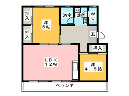 第一パークサイドマンション(2LDK/1階)の間取り写真